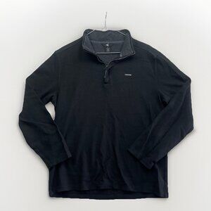 Calvin Klein Men’s Sz M Black Half Zip Lightweight Stretch Sweater Pullover Read